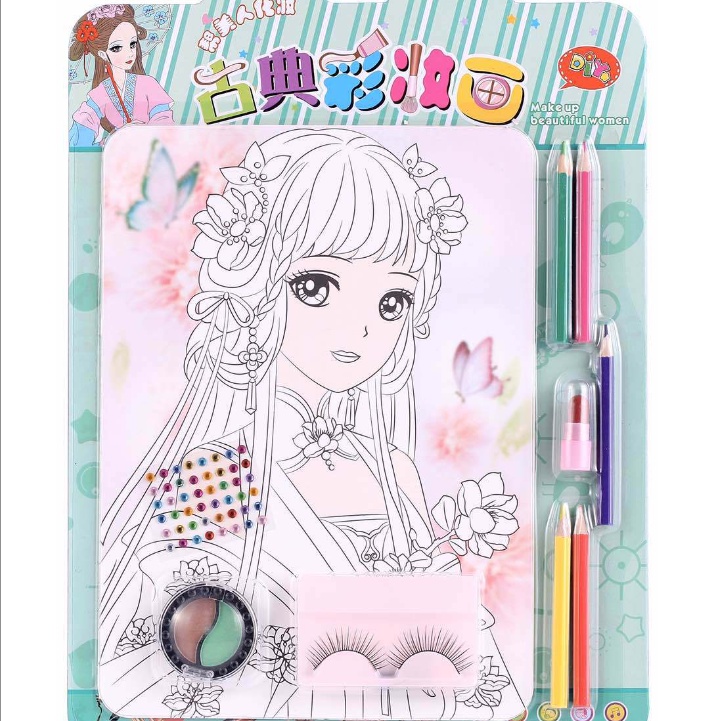 [ORGM] Mainan Edukasi DIY Mewarnai Princess Make Up Set isi 4 sketsa