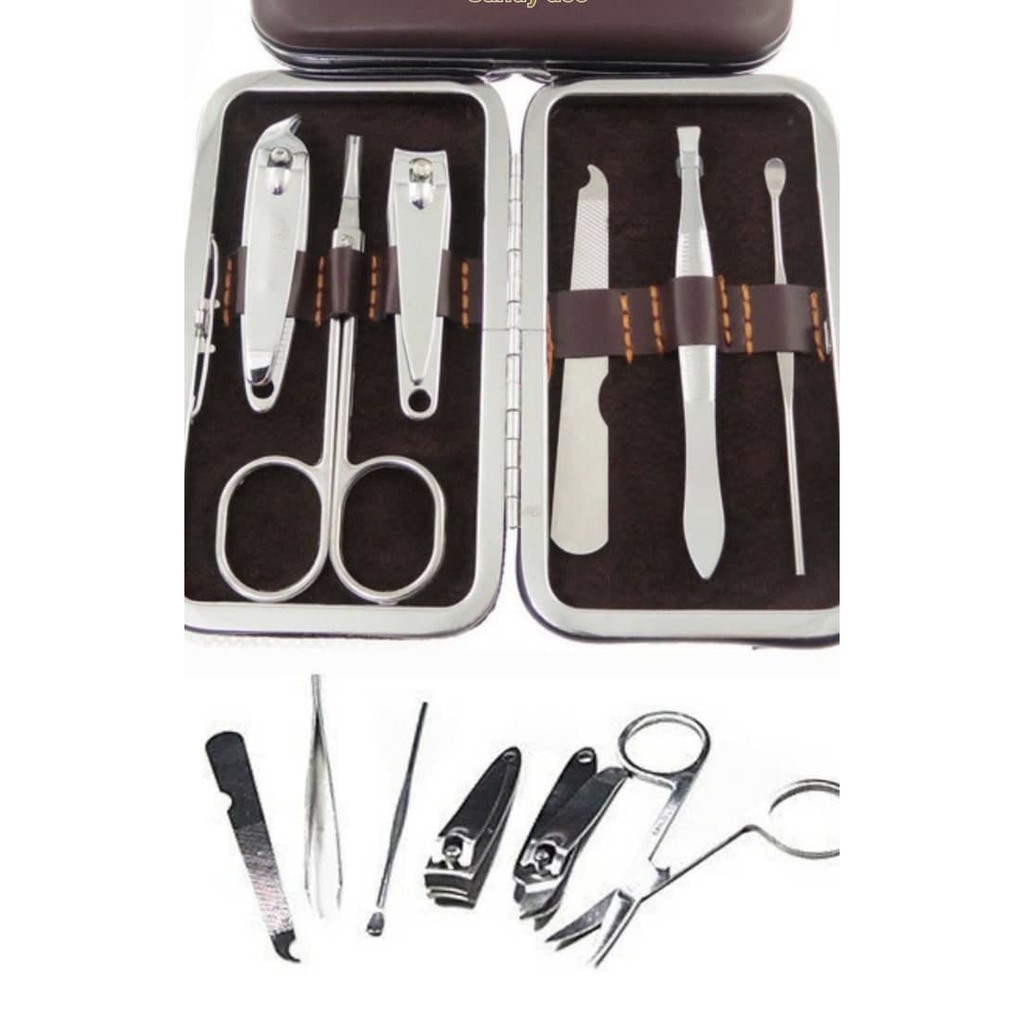 Alat Manicure Pedicure Set isi 7 pcs Dengan Dompet Kulit Sintetis