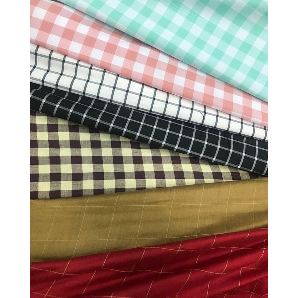 Kain Katun Motif Kotak Warna Warni