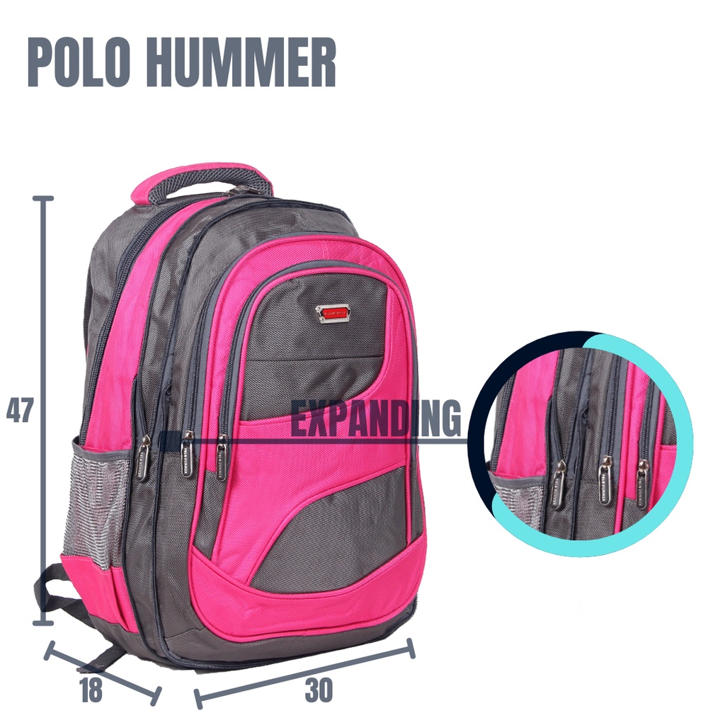 Tas Ransel Wanita Perempuan bisa Expanding (FREE RAINCOVER) -  Backpack Unisex POLO HUMMER