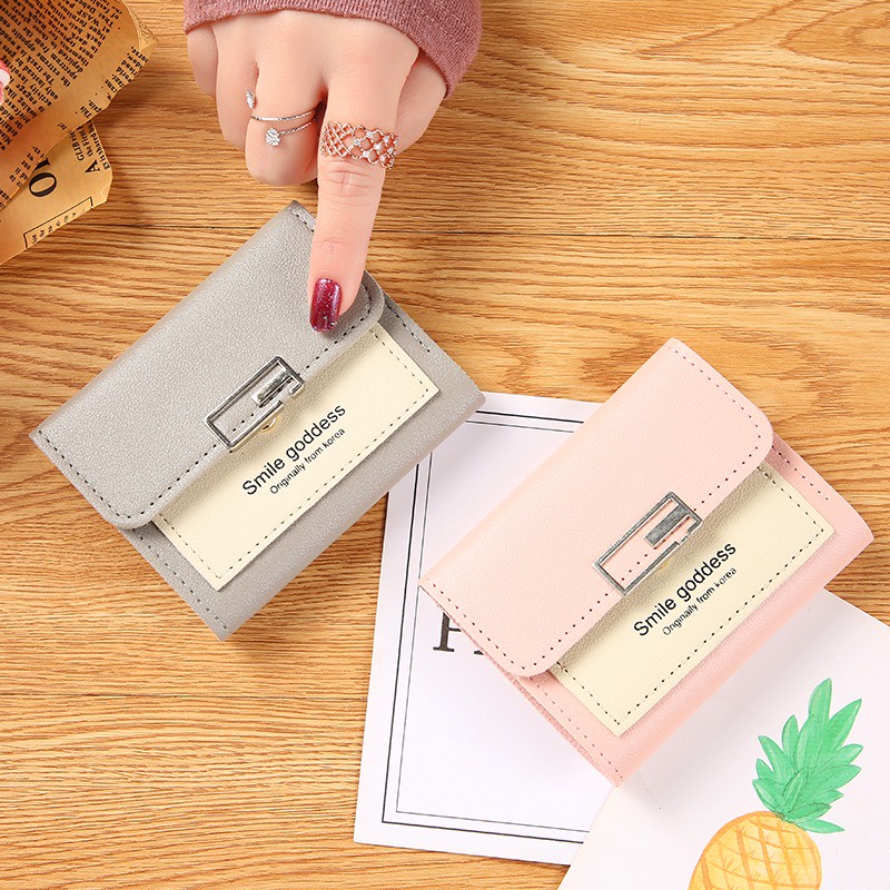 ASIN829 Dompet Wanita Baru Dompet Wanita Korea Pemegang Kartu Lipat Sederhana Dompet Wanita D665 Dompet Lipat Mini