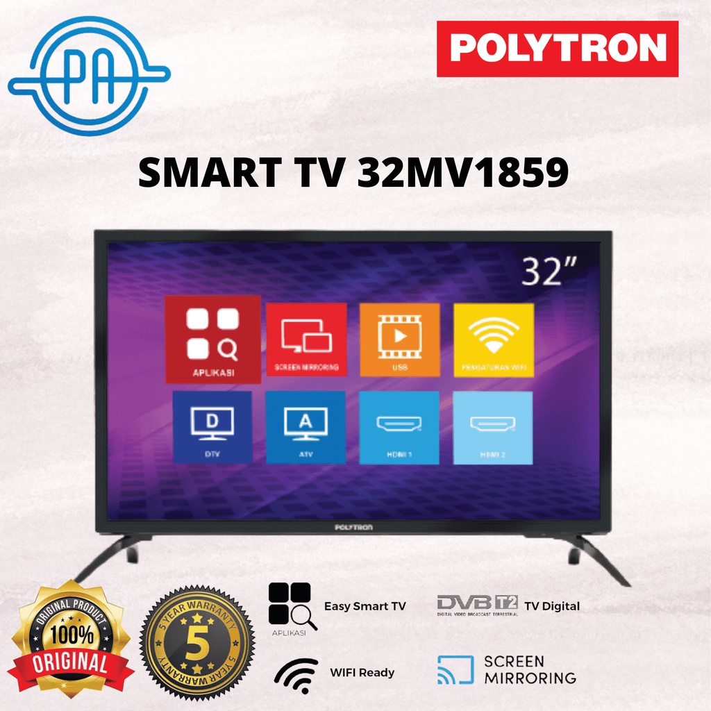 TV Polytron LED Easy Smart Digital TV 32 Inch PLD 32MV1859 32INCH