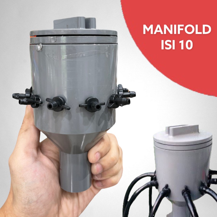 Manifold alat pembagi air hidroponik 10 lobang