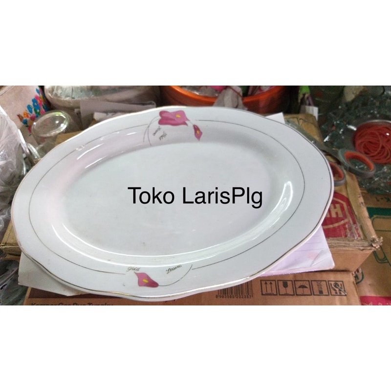 RRT Piring Oval/ Lonjong Keramik/Porcelain 14 inch 35cm - Satuan