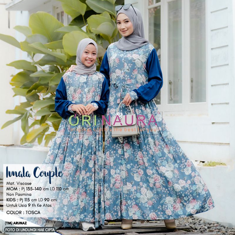 Ibu anak couple dress/ ibu anak baju couple /ibu anak perempuan Gamis Wanita Imala Couple Dres By Or