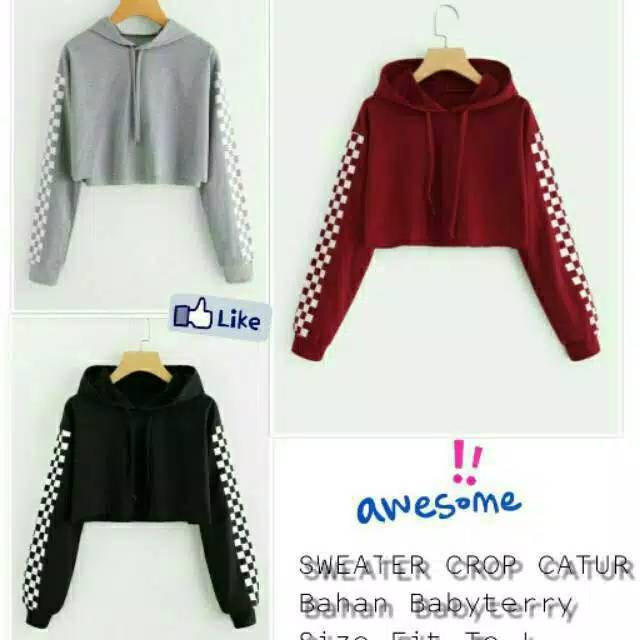 Fourfashion SWEATER CROP HODIE CATUR 3W bhn babyterri fit L