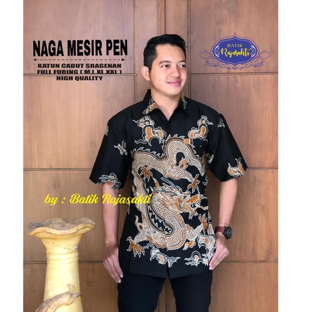 Batik NAGA MESIR Pendek Katun Cabut Full Furing Termurah