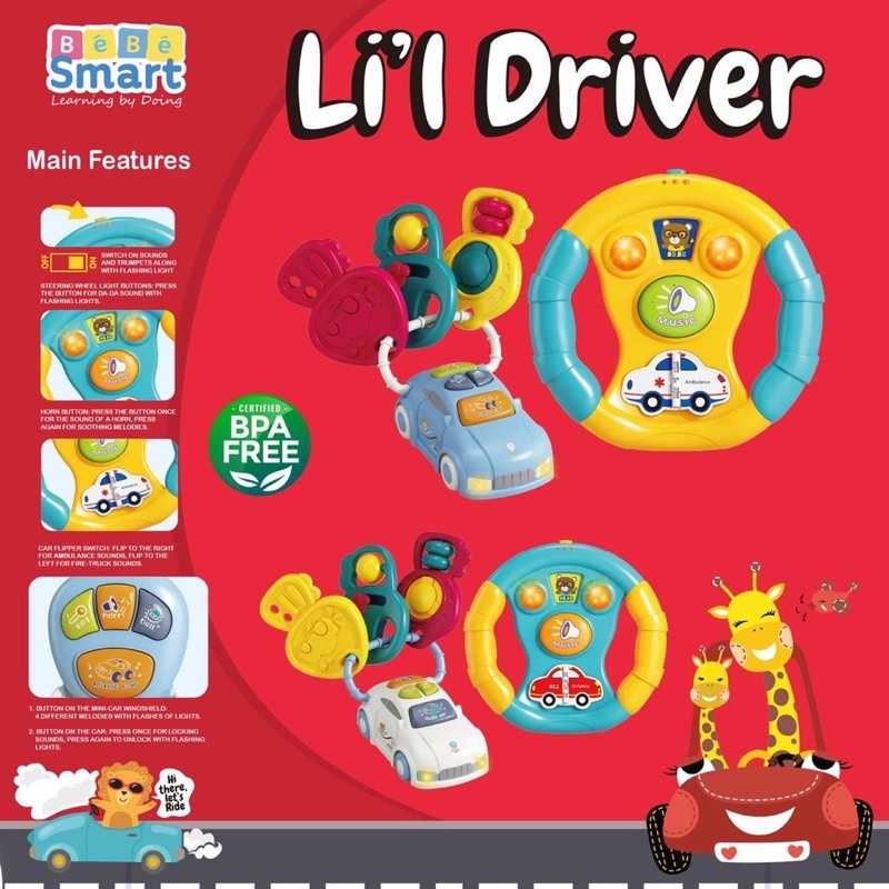 Bebe Smart Lil Driver Mainan Setir Kunci Mobil Bayi Anak Sensorik Kado Hadiah