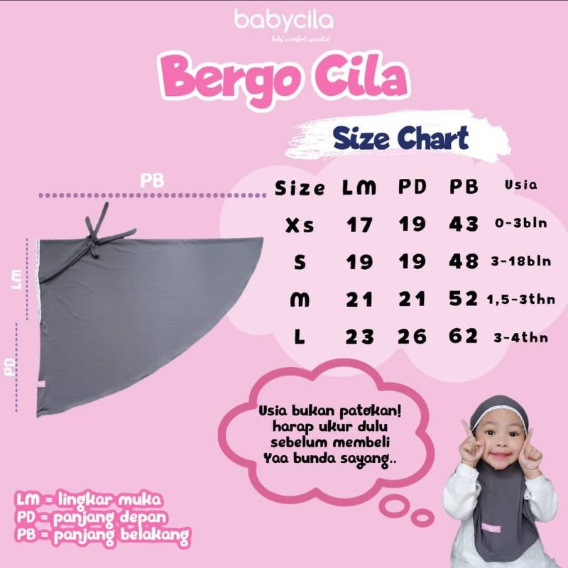 jilbab CILA | bergo anak perempuan 1 2 3 4 5 Th