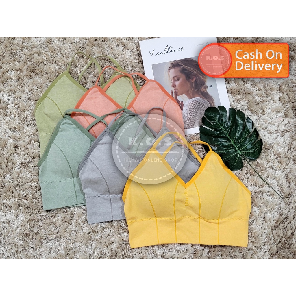 Atasan sporty bra tanpa kawat bahan halus