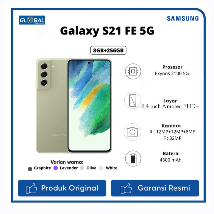 Samsung Galaxy S21 FE 5G Smartphone 8/256GB Garansi Resmi