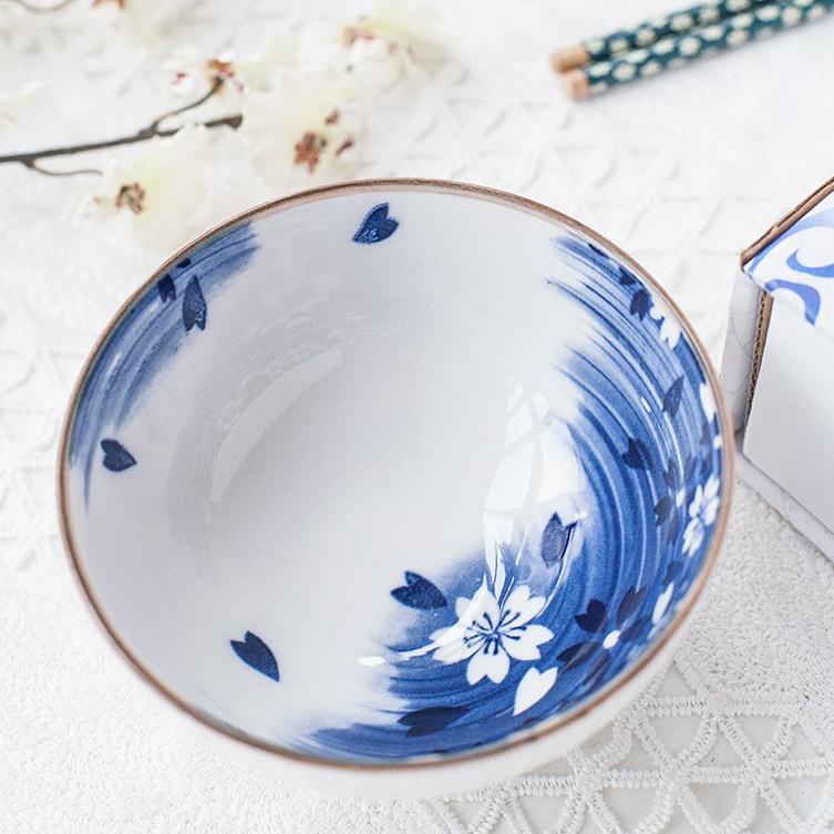 Q7D0 Mangkuk Mangkok Nasi Mie Keramik Porselen Motif  Mewah Kado Pernikahan Set Sumpit Hantaran Lari