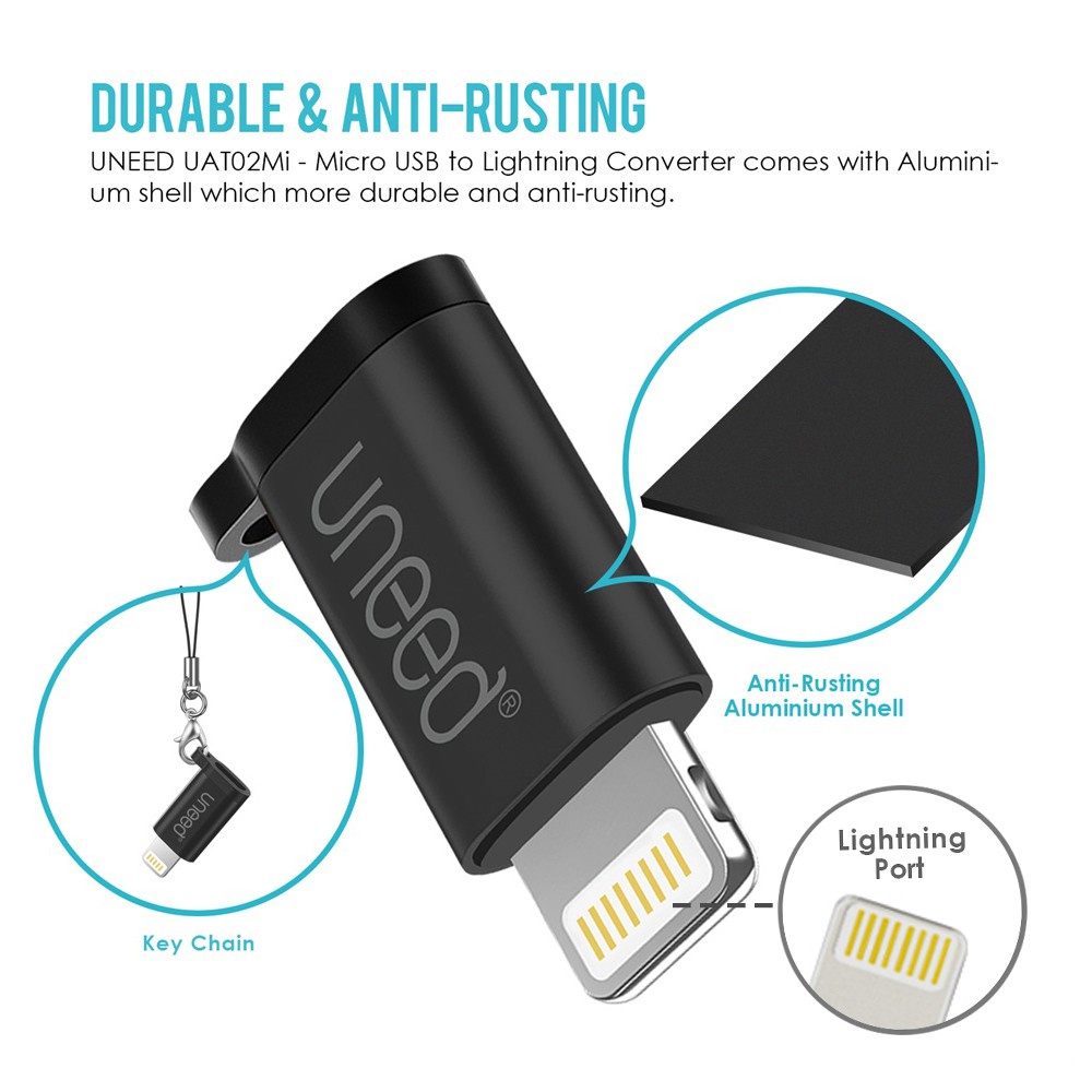 UNEED Zinc Alloy Converter Micro USB to Lightning - UAT02Mi