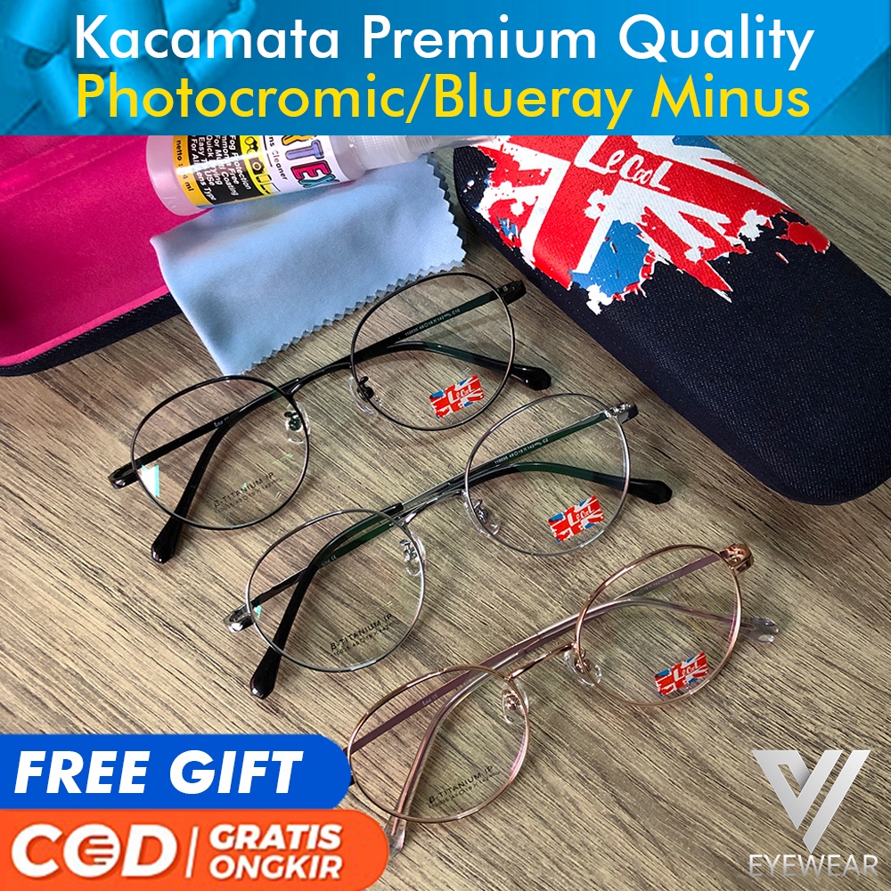 Kacamata Premium LeCooL 110035 Original Impor Photocromic Blueray Bluecromic MINUS/PLUS/SILINDER (Pria &amp; Wanita)