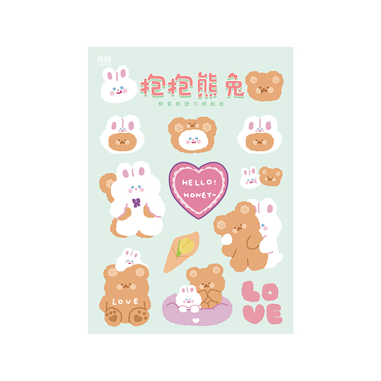 imoda 1Lembar Stiker Beruang Lucu DIY Perlengkapan Dekorasi Diary Stiker Untuk Scrapbook-H