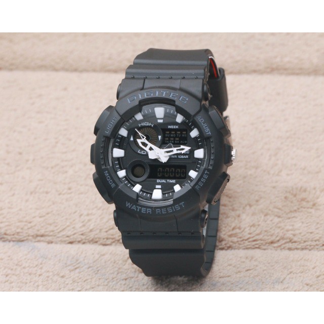 ORIGINAL JAM TANGAN DIGITEC 2108 WANITA DUAL TIME BLACK LIST PUTIH ORIGINAL