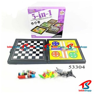 BOARD GAME 5 IN 1 Papan Catur Ludo Ular  Tangga  Halma 