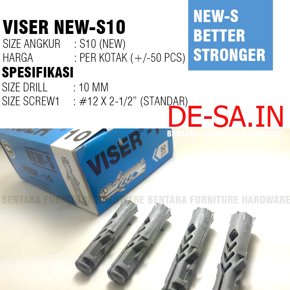 Viser New S10 (1Box = 50pcs) - Angkur Dinding Beton Tembok Bata