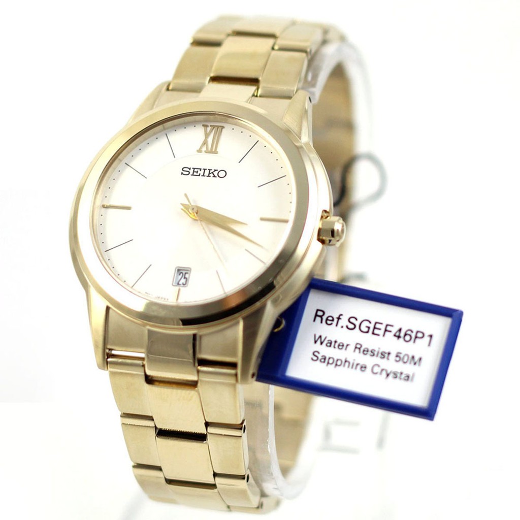 Seiko Quartz SGEF46P1 Classic Gold Plated Bracelet | Jam Pria SGEF46