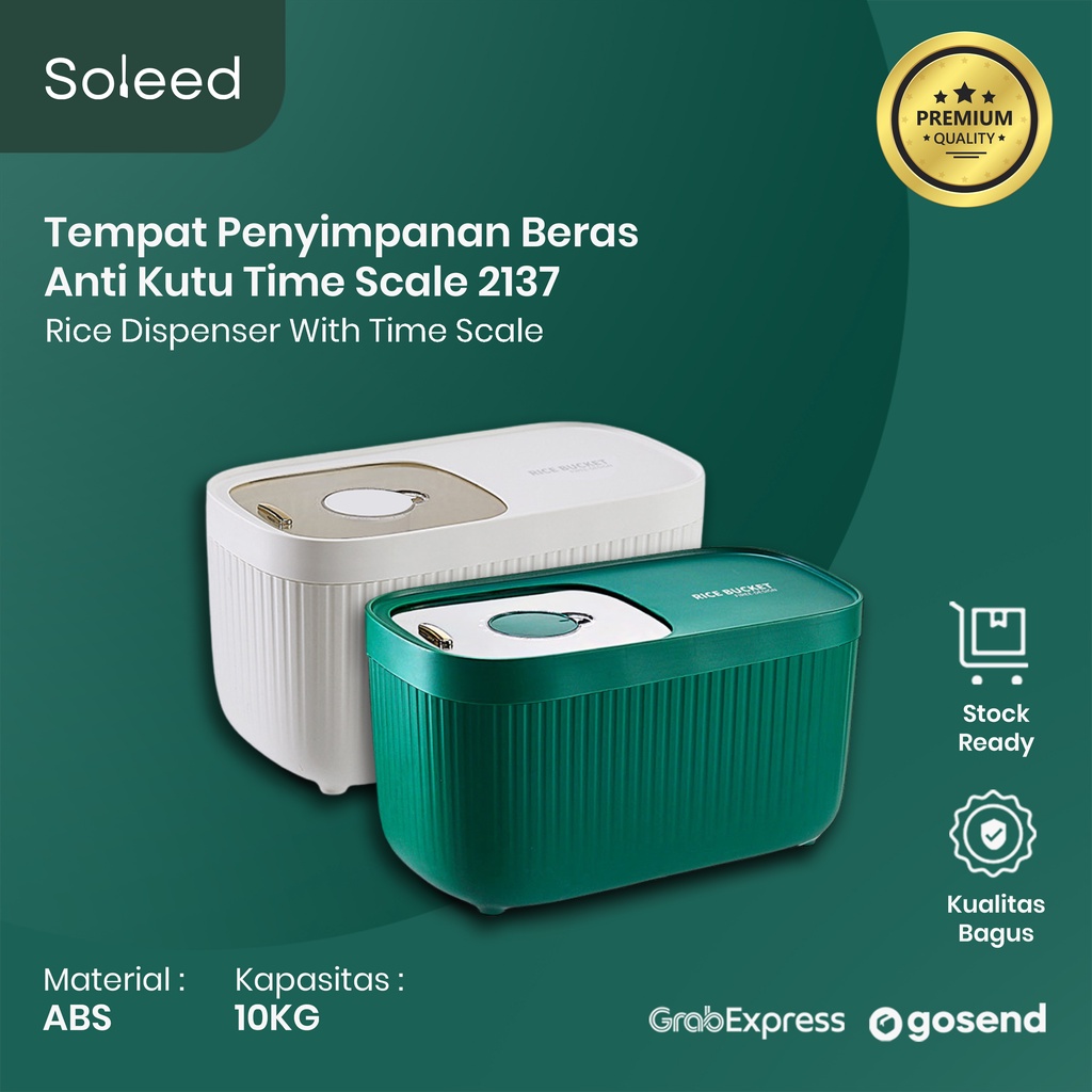 RICE DISPENSER 10KG TEMPAT PENYIMPANAN BERAS ANTI KUTU TIME SCALE 2137