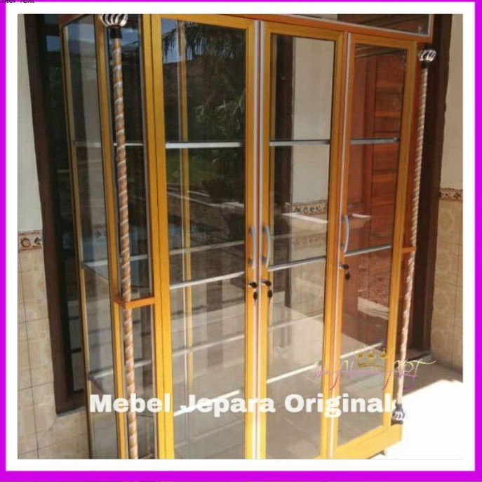 Lemari Baju Pintu 3 Full Kaca Bahan Aluminium Murah