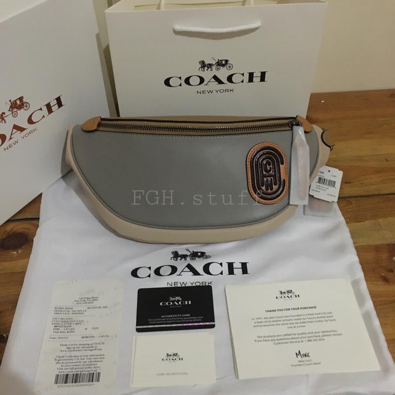 Tas coach waistbag white rivington academy tas dada selempang tas cowok cewek tas kulit original