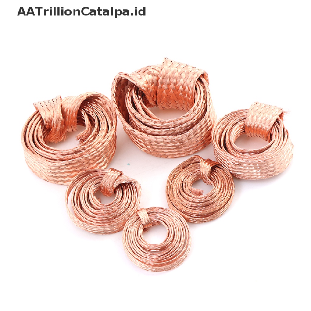 【AATrillionCatalpa】 1m Flat Pure Copper Braid Cable Bare Copper Braid Wire Ground Lead ID