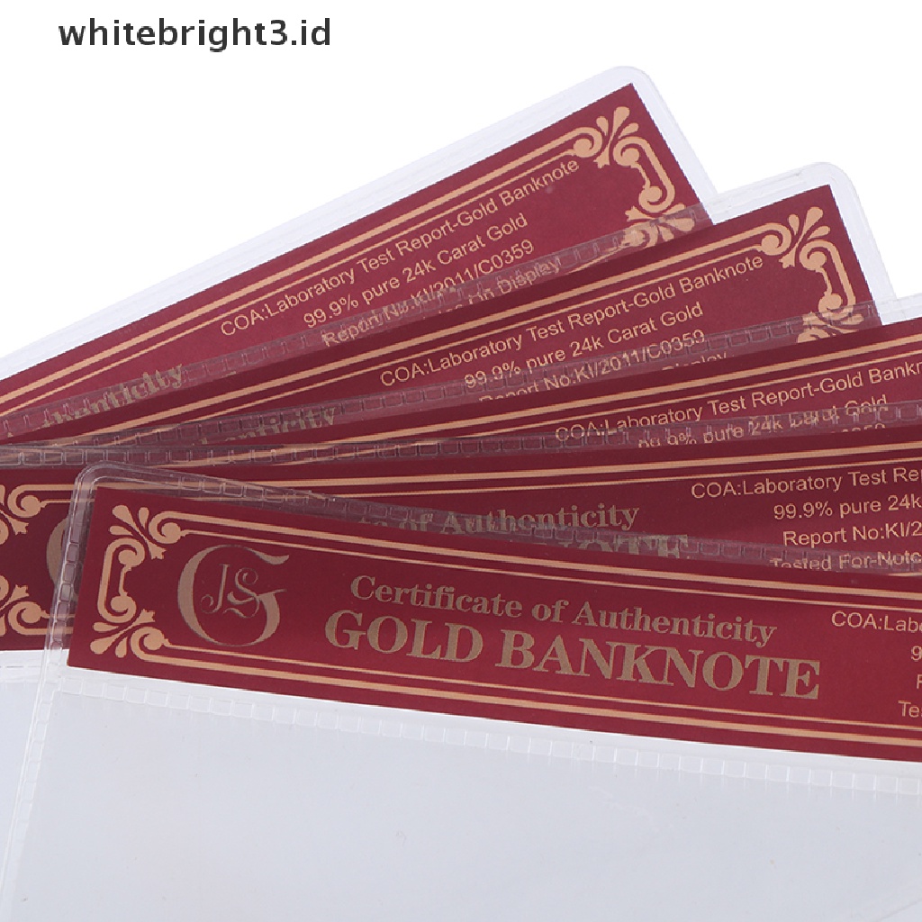 (whitebright3.id) 1pc Uang Kertas COA Normal Gold Foil Bahan Plastik PVC