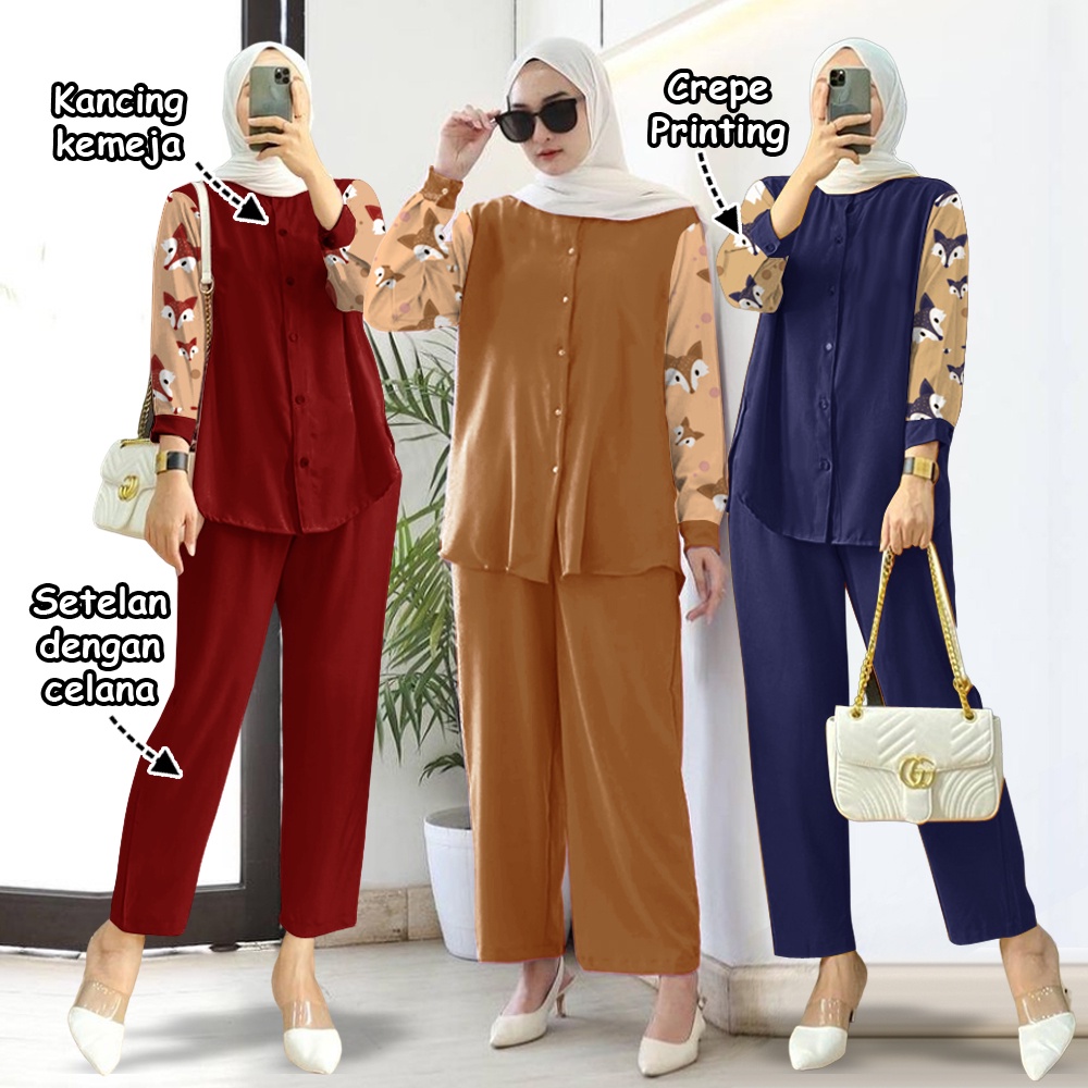 Baju Setelan Wanita Kekinian - One set Wanita - Setelan Tunik - Set Lajara 016