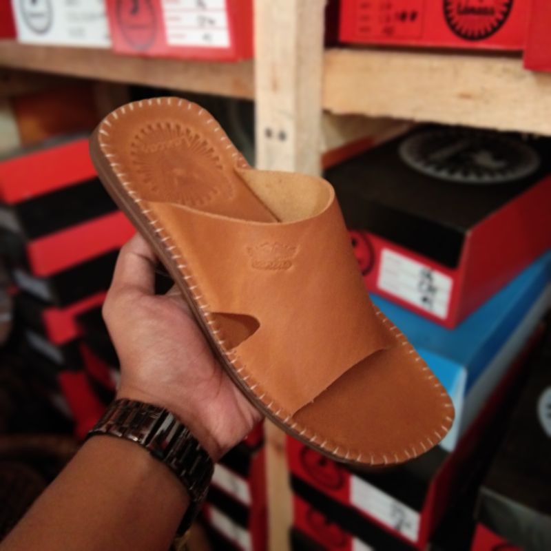 Sandal Slop Pria Kulit Lancas Terbaru