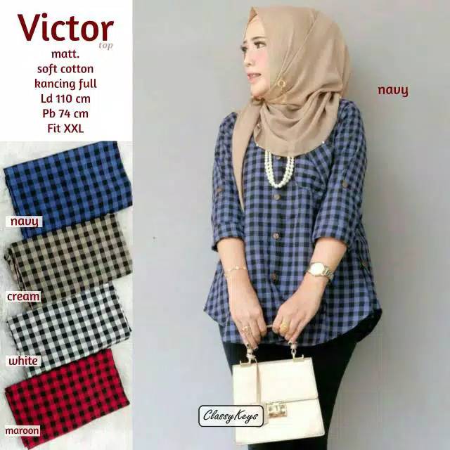 Kemeja Wanita Jumbo Kotak-Kotak Victor by Classy Keys Baju Original Solo-1