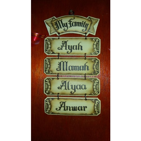 hanging door kerajinan bambu papan pajangan custom nama