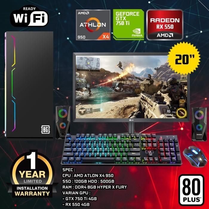 PC GAMING RAKITAN FULLSET | ATHLON X4 950 | RAM 8GB | GTX | RX 4GB