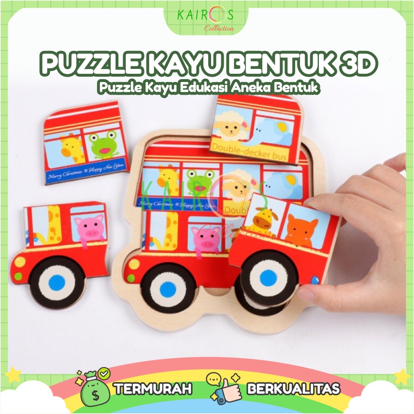 Puzzle Anak Belajar Edukasi Kayu Bentuk Aneka Karakter