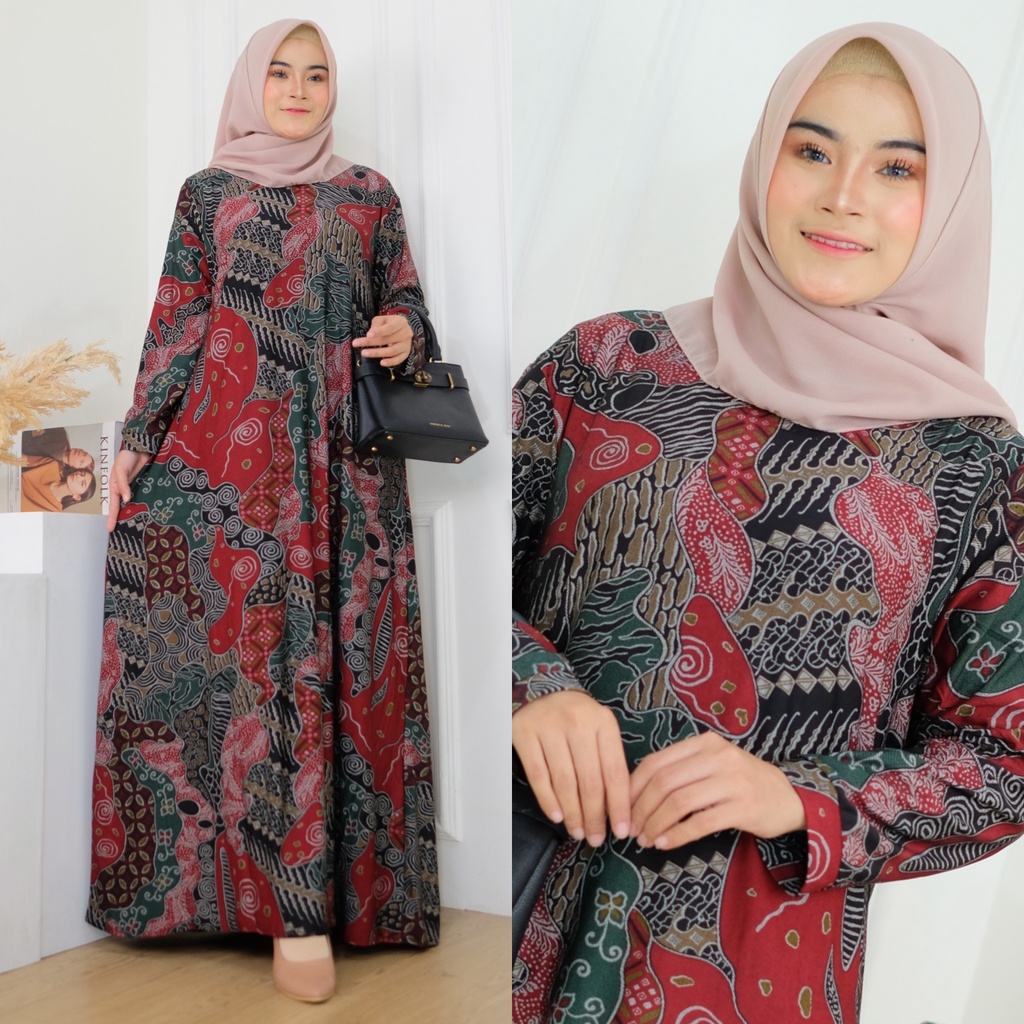 BATIKA Maxy / Kaila Dress - Gamis Calvin jeans Terbaru LD100-110 XL- 4L / Calvin Jeans Batik / R.22 - 023-5390 / R.27 - 022-5340