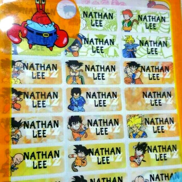 

Label nama anti air stiker waterproof Dragon Ball