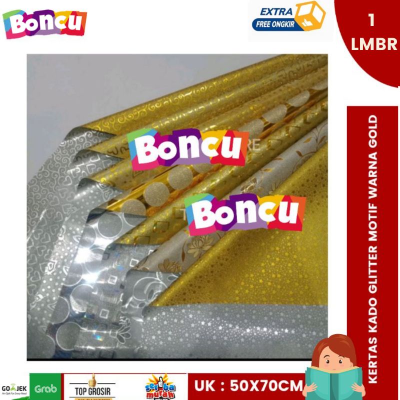 

Kertas Kado Glitter Motif Warna GOLD PER LEMBAR| Ukuran 50x70cm | 1 Lembar BEST SELLER