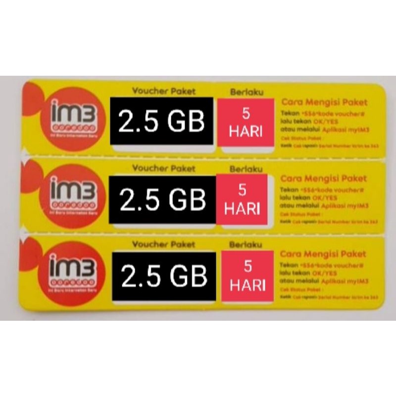 Voucher indosat 2.5 Gb 5 hari / voucher isat 2.5 gb 5 hari voucher INDOSAT ISAT M3 IM3