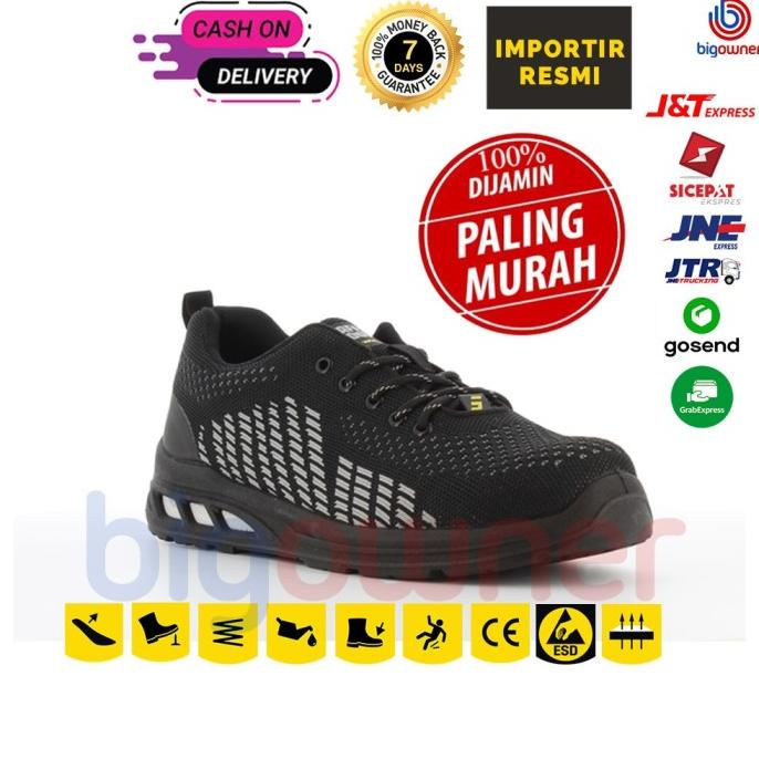 Sepatu Safety Jogger Fitz Black / Sepatu Proyek Pria / Sepatu Jogger