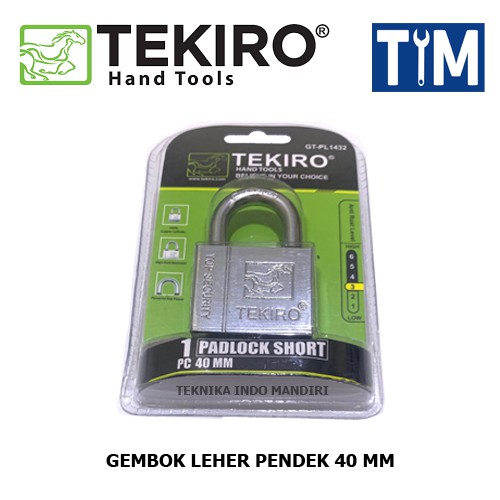 TEKIRO Gembok Leher Pendek 40 MM Tipe Kotak