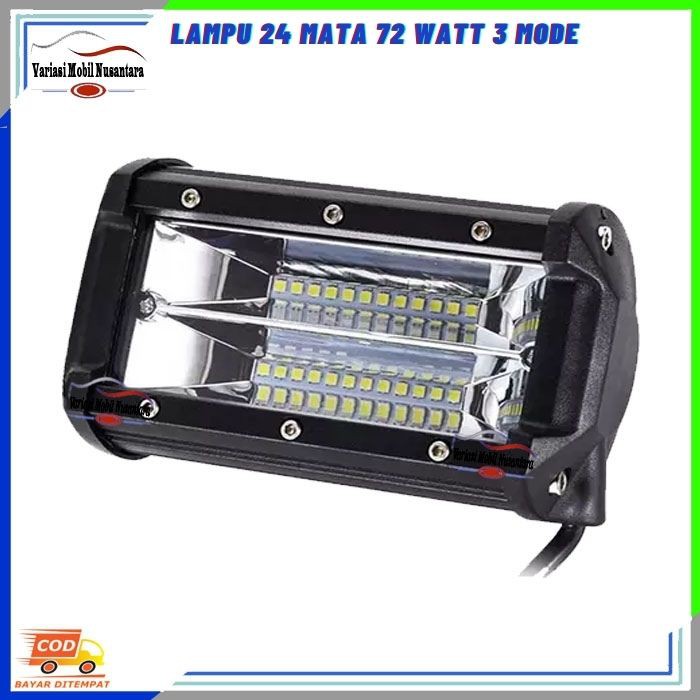 Lampu Led Tembak Sorot Kabut Depan Kotak Variasi Mobil 24 Mata 72 Watt
