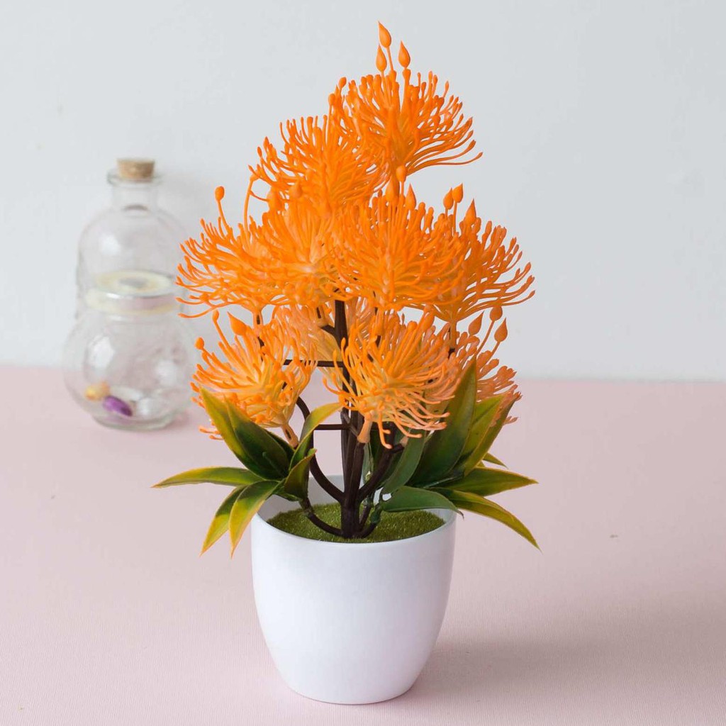 AM612 Bunga plastik / pajangan bunga Artificial / Vas Bulat-4