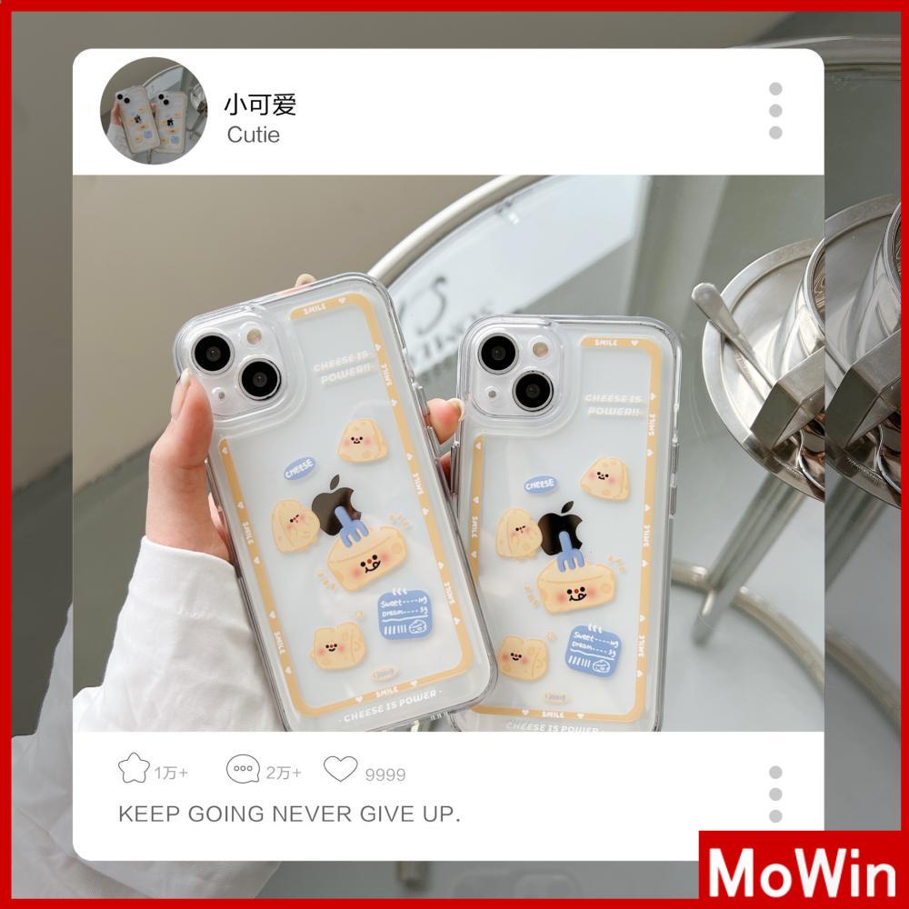 iPhone Case Clear Case Soft Thick TPU Shockproof Super Transparent Protection Camera Plating Button Cartoon Cheese For iPhone 13 Pro Max iPhone 12 Pro Max iPhone 11 iPhone 7Plus