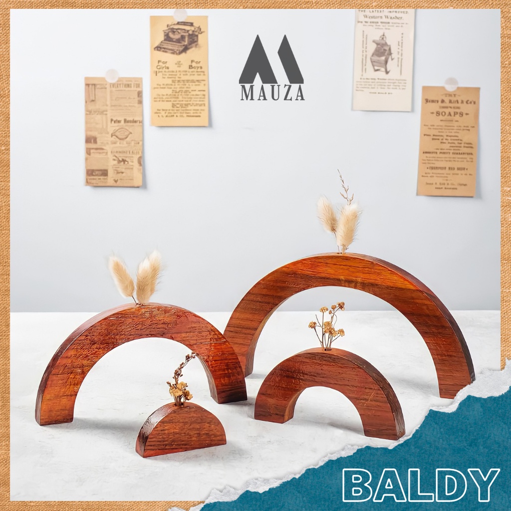 Hiasan Meja Vas Bunga Aesthetic Mauza Baldy Kayu Pajangan Ornamen Dekorasi Ruangan Cantik