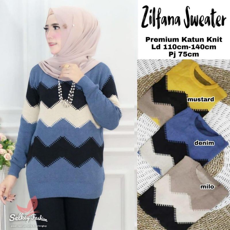 ZILFANA SWEATER RAJUT TERBARU LD 110-140