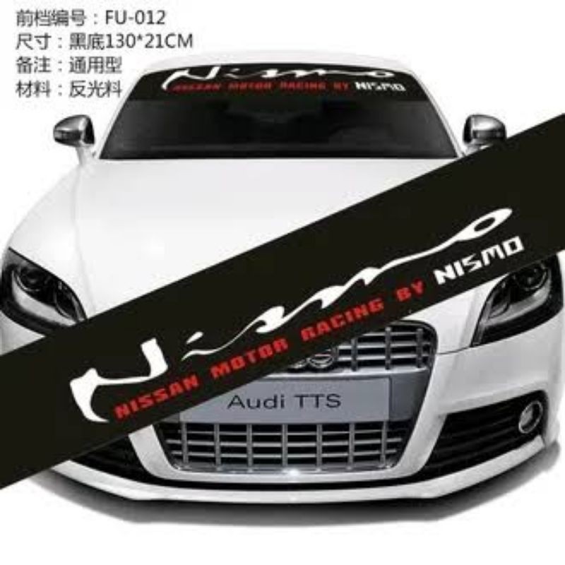 stiker kaca depan NISMO with background hitam mobil universal