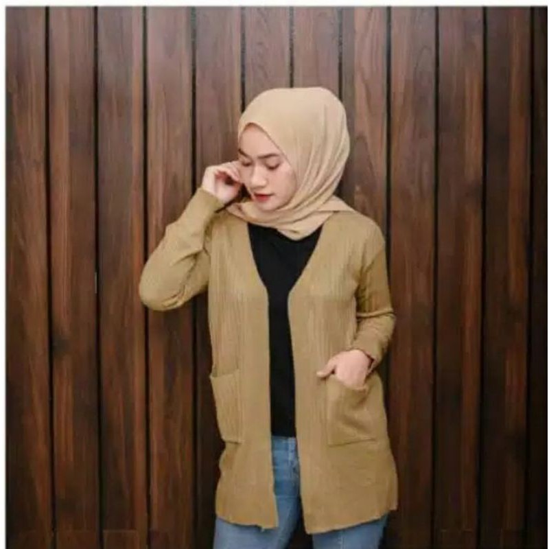 DISCON!!CARDIGAN RAJUT WANITA /LONG CARDIGAn BELLE /CardIgan Oversize /Cardigan Outer wanita /discon-Cream