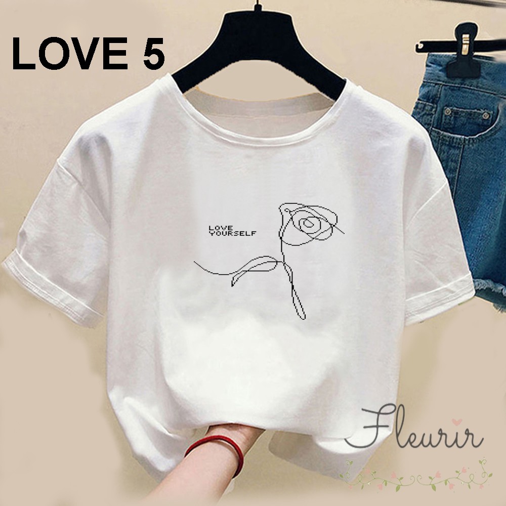 FLEURIR - LOVE YOURSELF KAOS WANITA DEWASA LENGAN PENDEK TUMBLR TEE UNISEX