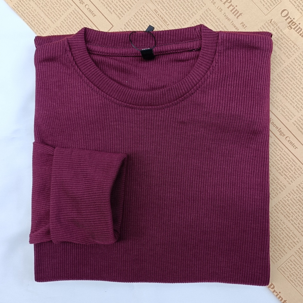 PART II Kaos Rib Premium / Kaos Grosir / Kaos Rib Premium Tebal / Kaos Lengan Panjang Termurah-Wine
