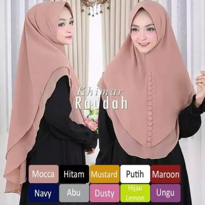 Diskon Hijab Jilbab Khimar Syari Terbaru Raudah Sifon 2 Layer Termurah